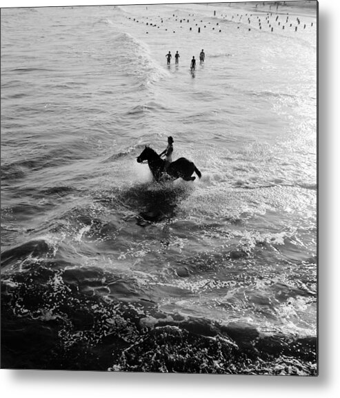 Horse Metal Print featuring the photograph Aquatic Equestrian by Three Lions