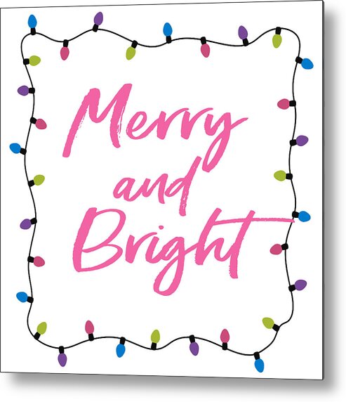 Merry Metal Print featuring the digital art Merry and Bright -Art by Linda Woods by Linda Woods