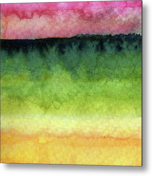 Abstract Landscape Metal Print featuring the painting Awakened Too by Linda Woods
