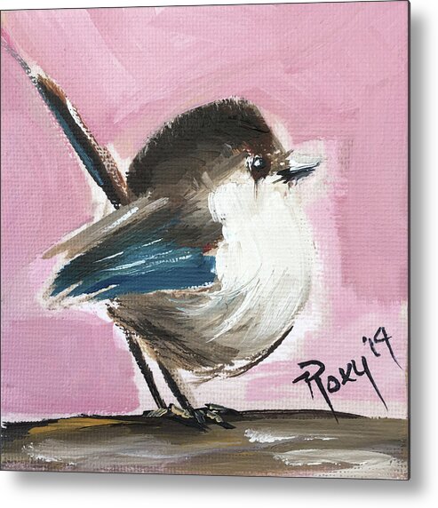 Wren Metal Print featuring the painting Baby Wren by Roxy Rich