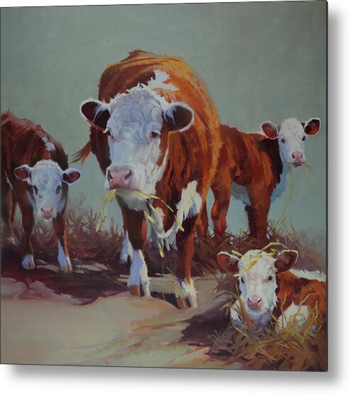 Farm Animals Metal Print featuring the painting Babysitter II by Carolyne Hawley
