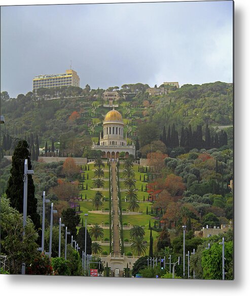 Bahai Metal Print featuring the photograph Bahai Gardens and Temple - Haifa, Israel by Richard Krebs