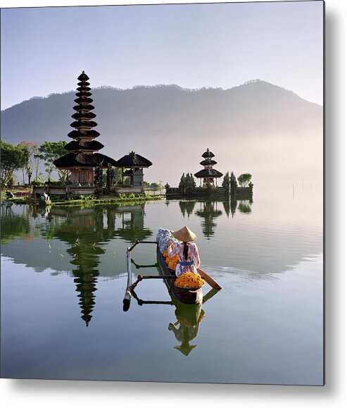 Working Metal Print featuring the photograph Bali, Pura Ulun Danu Bratan Temple by Martin Puddy