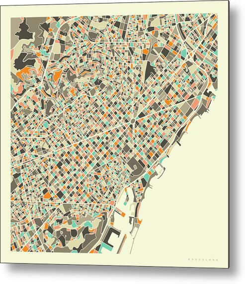 Barcelona Metal Print featuring the digital art Barcelona Map 1 by Jazzberry Blue