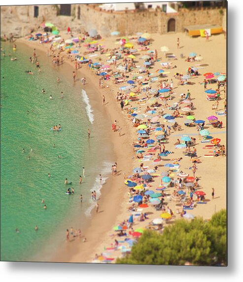 Water's Edge Metal Print featuring the photograph Beach View With People From Above by Artur Debat