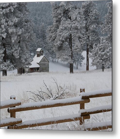 Winter Metal Print featuring the photograph Beautiful Abandoned Building Winter Landscape by Cascade Colors