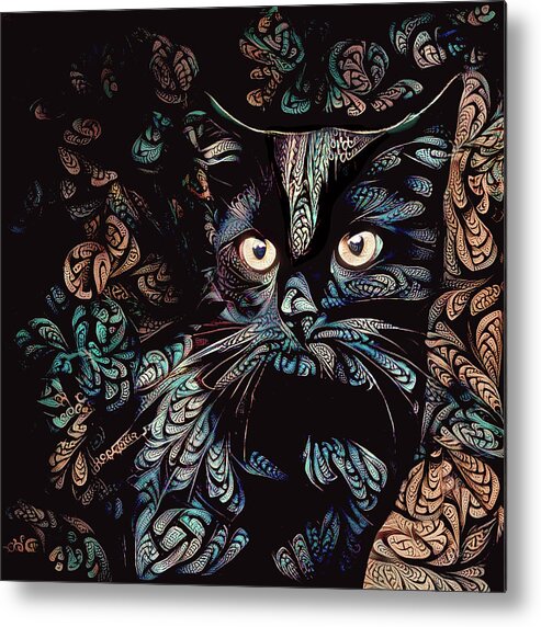 Black Cat Metal Print featuring the digital art Black Cat by Peggy Collins
