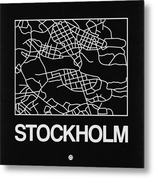 Stockholm Metal Print featuring the digital art Black Map of Stockholm by Naxart Studio