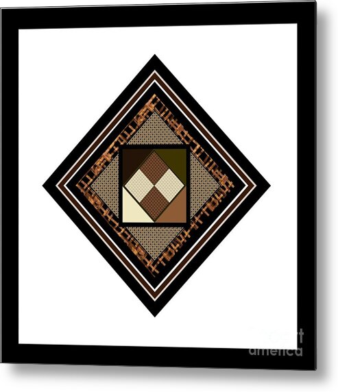 Multiple Metal Print featuring the digital art Black Tan Multiple Framed Fabric Motif for Pillows. by Delynn Addams