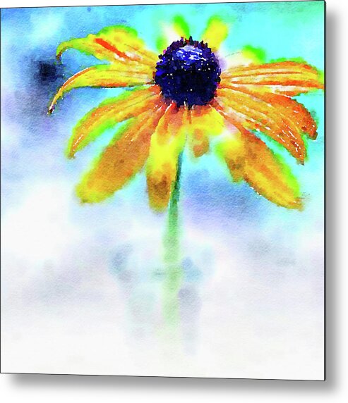 Watercolor Floral Metal Print featuring the painting Blackeyed Susan by Bonnie Bruno