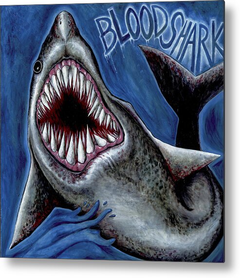 Blood Metal Print featuring the painting Blood Shark by Yom Tov Blumenthal