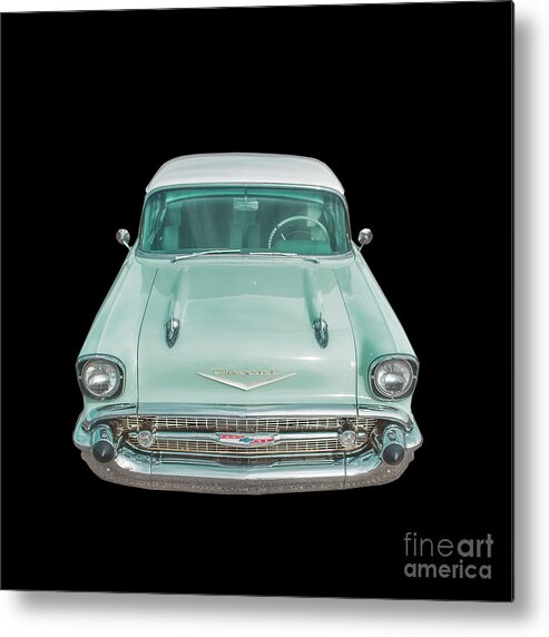 Chevy Metal Print featuring the photograph Blue Chevy Bel Air square by Edward Fielding