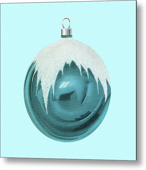 Blue Metal Print featuring the drawing Blue Christmas Ornament by CSA Images