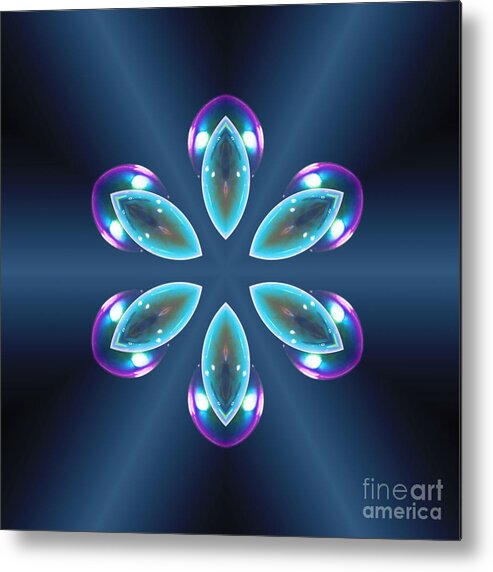 Flower Metal Print featuring the digital art Blue Prism Flower by Rachel Hannah