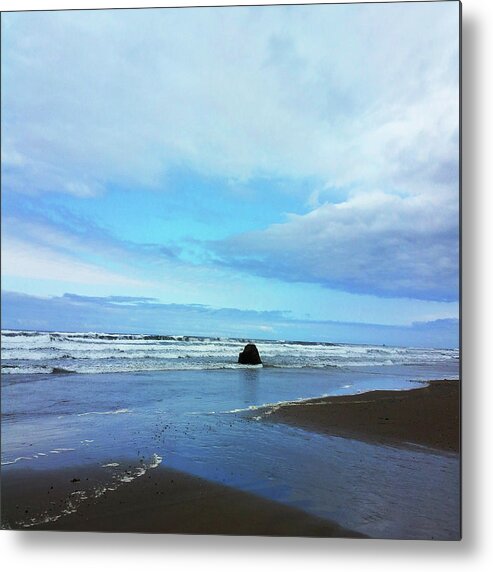 Clouds Metal Print featuring the photograph Blue Sky Oregon Coast by Melinda Firestone-White