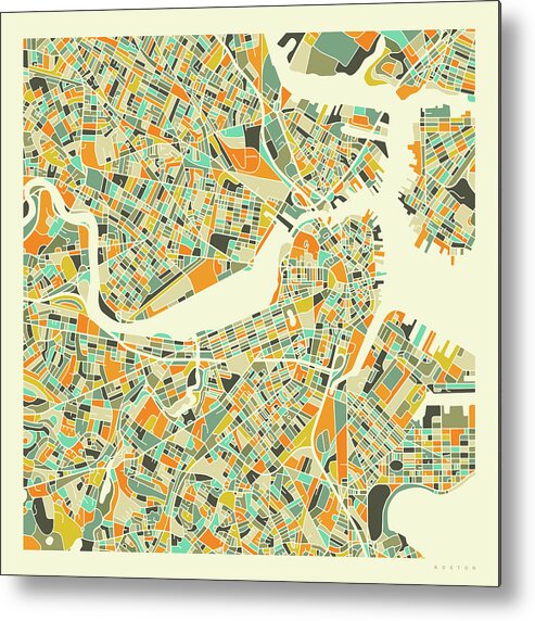 Boston Map Metal Print featuring the digital art Boston Map 1 by Jazzberry Blue