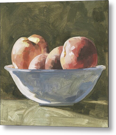 Botanical Floral Metal Print featuring the painting Bowl Of Peaches I by Emma Caroline