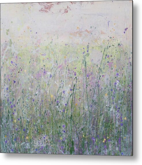 Acrylic Metal Print featuring the painting Buttercups and Bluebells by Brenda O'Quin