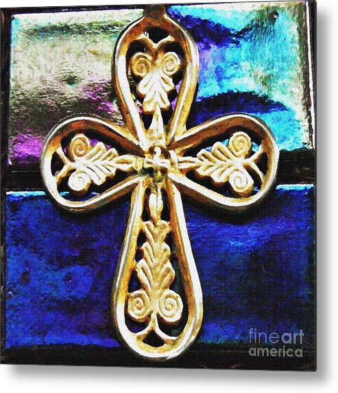 Cross Metal Print featuring the photograph Byzantine Tree of Life Cross 3 by Sarah Loft