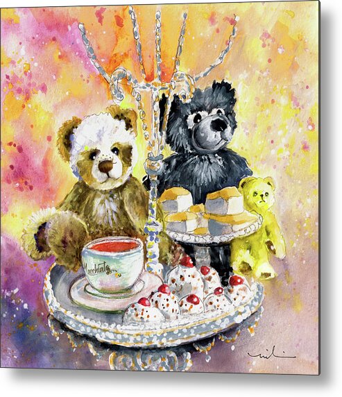 Teddy Metal Print featuring the painting Charlie Bears Hot Cross Bun And Dreamer by Miki De Goodaboom