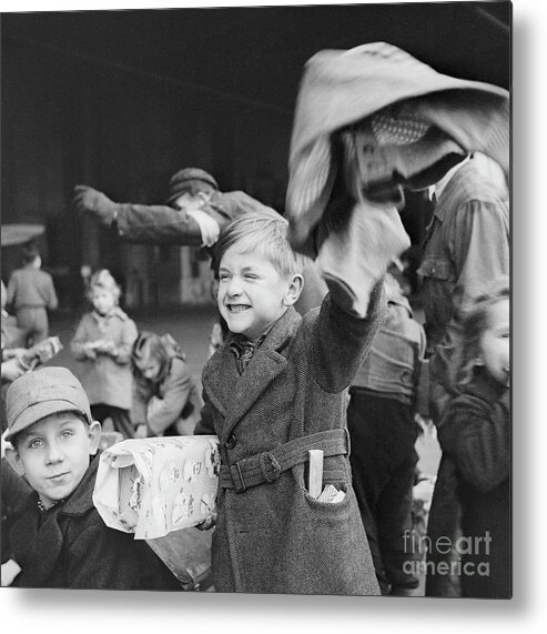 Child Metal Print featuring the photograph Children Opening Christmas In Berlin by Bettmann