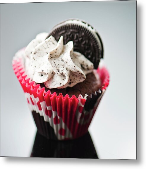 White Background Metal Print featuring the photograph Chocolate Cupcake by Christina Børding