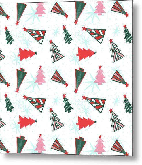 Christmas Trees Metal Print featuring the painting Christmas Tree Pattern by Jen Montgomery
