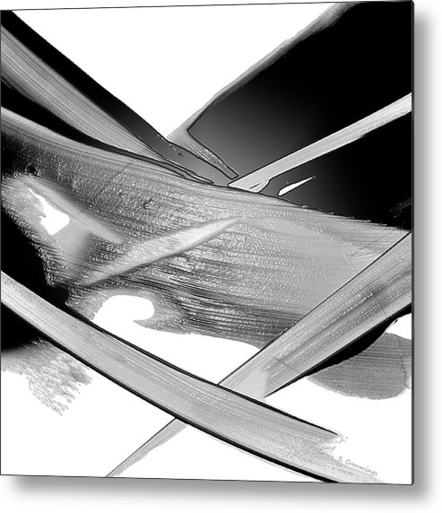 Black Metal Print featuring the painting Clean Lines Black And White Art - Black Beauty 27 - Sharon Cummings by Sharon Cummings