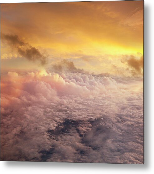 Scenics Metal Print featuring the photograph Cloudscape Sunset At 30,000 Feet by John Lund