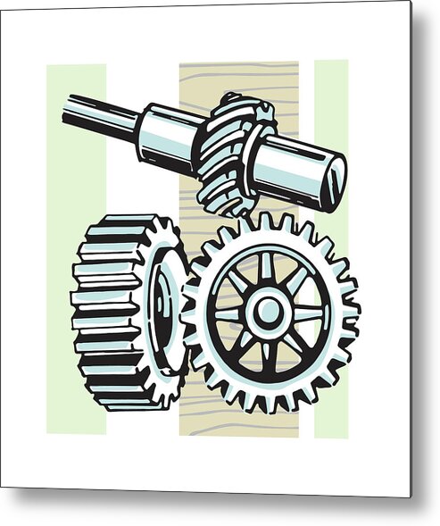 Campy Metal Print featuring the drawing Cogs and Nuts by CSA Images