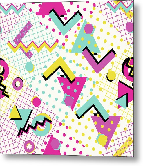 1980-1989 Metal Print featuring the digital art Colorful Abstract 80s Style Seamless by Alex bond