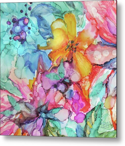 Colorful Flowers Metal Print featuring the painting Colorful Flowers by Jean Batzell Fitzgerald
