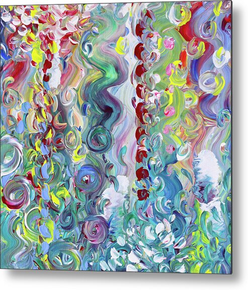 Abstract Metal Print featuring the painting Confetti by Bari Rhys