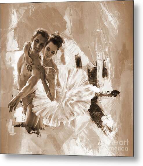 Ballerina Metal Print featuring the painting Couple dance Ballerina 01 by Gull G
