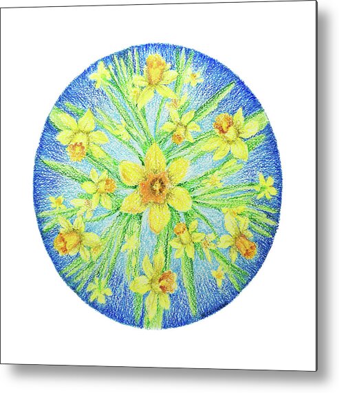 Daffodil Metal Print featuring the painting Daffodil Mandala by Betsy Gray