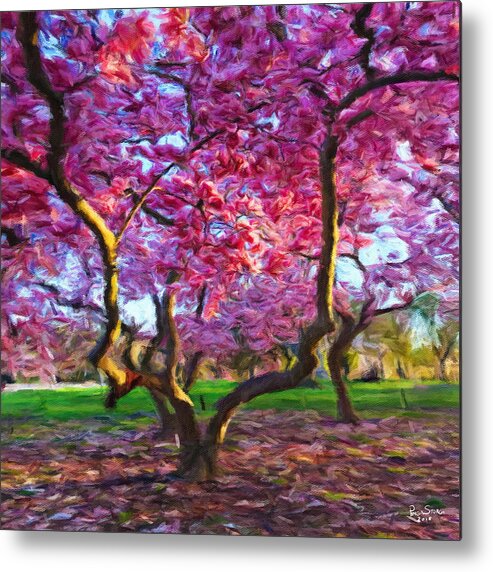 Pamela Storch Metal Print featuring the digital art Dance of the Cherry Tree Blossoms by Pamela Storch