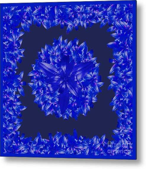 Dark Blue Metal Print featuring the digital art Dark Blue Floral for Home Decor by Delynn Addams