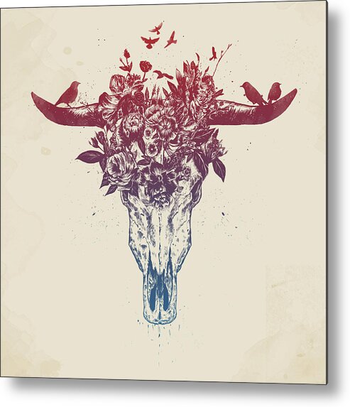 Bull Metal Print featuring the drawing Dead summer by Balazs Solti
