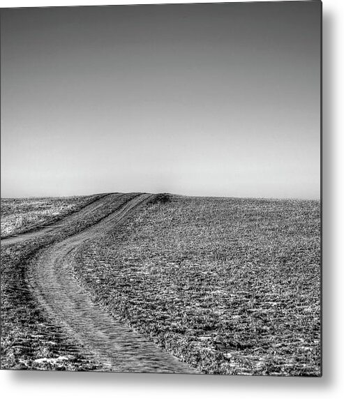 Scenics Metal Print featuring the photograph Dirt Road Over Frosted Pasture by Sindre Ellingsen