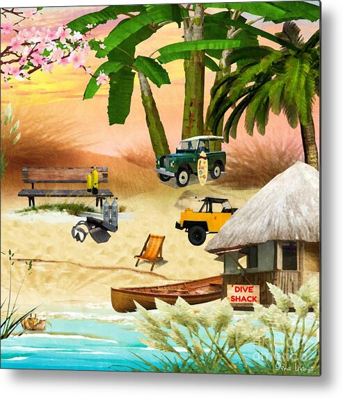  Metal Print featuring the digital art Dive Shack Beach by Gena Livings