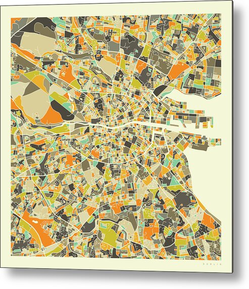 Dublin Map Metal Print featuring the digital art Dublin Map 1 by Jazzberry Blue