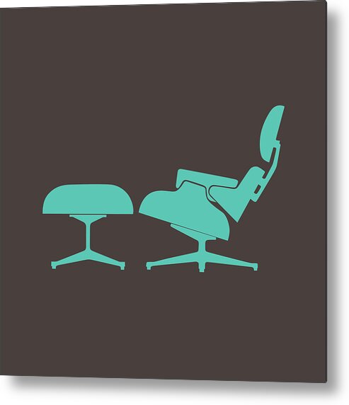 Mid-century Metal Print featuring the digital art Eames Lounge Chair and Ottoman I by Naxart Studio