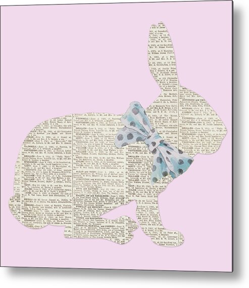 Easter Metal Print featuring the mixed media Easter Bunny Silhouette With Bow by Lanie Loreth