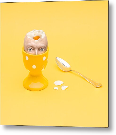 Autoportrait Metal Print featuring the photograph Egghead by Petri Damstn