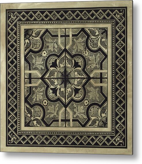 Decorative Elements Metal Print featuring the painting Embellished Tile II by Vision Studio