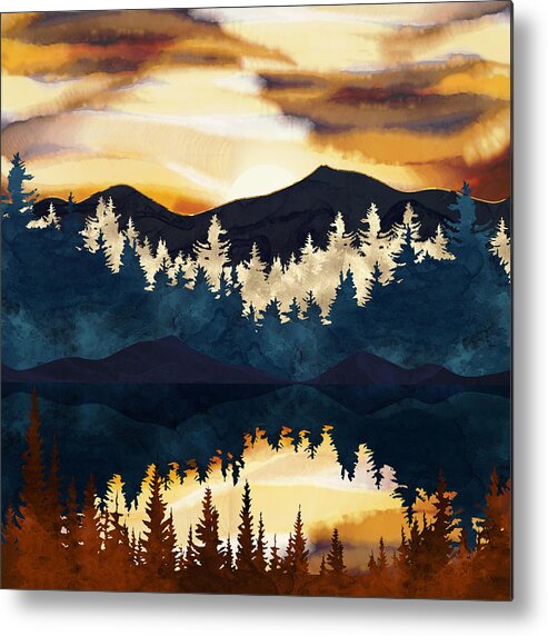 Fall Metal Print featuring the digital art Fall Sunset by Spacefrog Designs