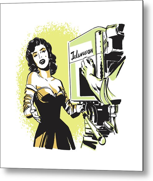 Actor Metal Print featuring the drawing Female Television Star Being Filmed by CSA Images