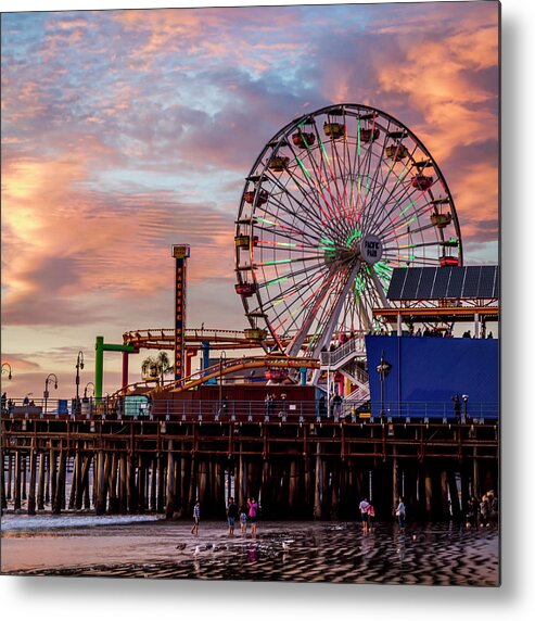 Ferris Wheel Metal Print featuring the photograph Ferris Wheel On The Pier - Square by Gene Parks