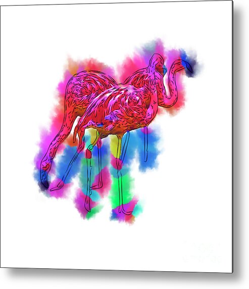 Flamingo Metal Print featuring the digital art Flamingo Flock In Abstract by Kirt Tisdale