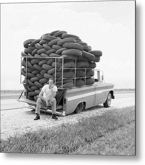 Problems Metal Print featuring the photograph Flat Tire by Michael Ochs Archives